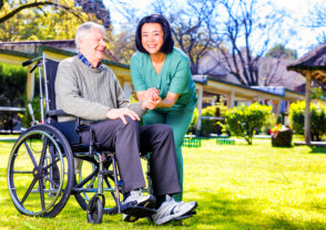 a caregiver with an elderly woman